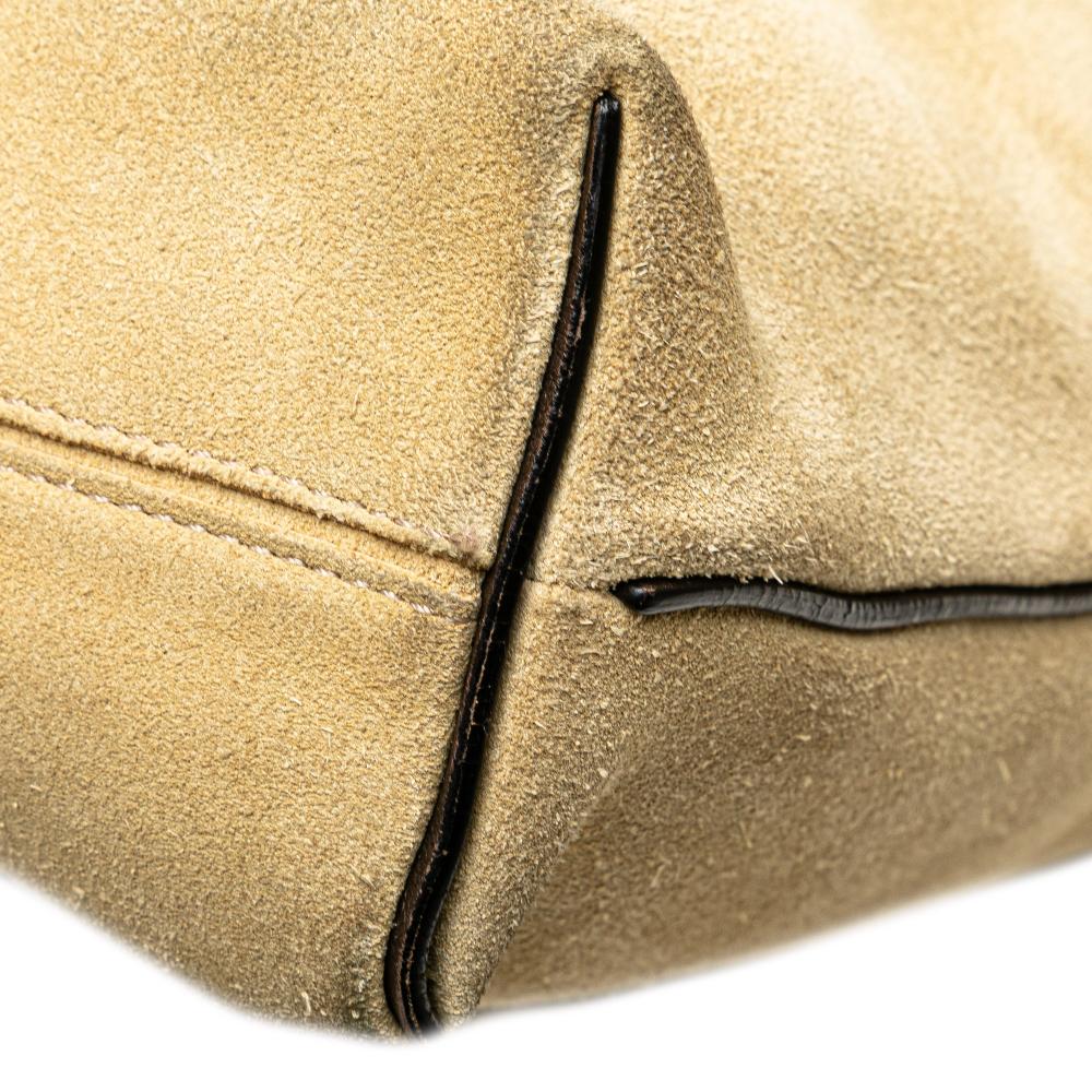 Loewe B LOEWE Brown Beige Suede Leather Small Flamenco Knot Hobo Spain