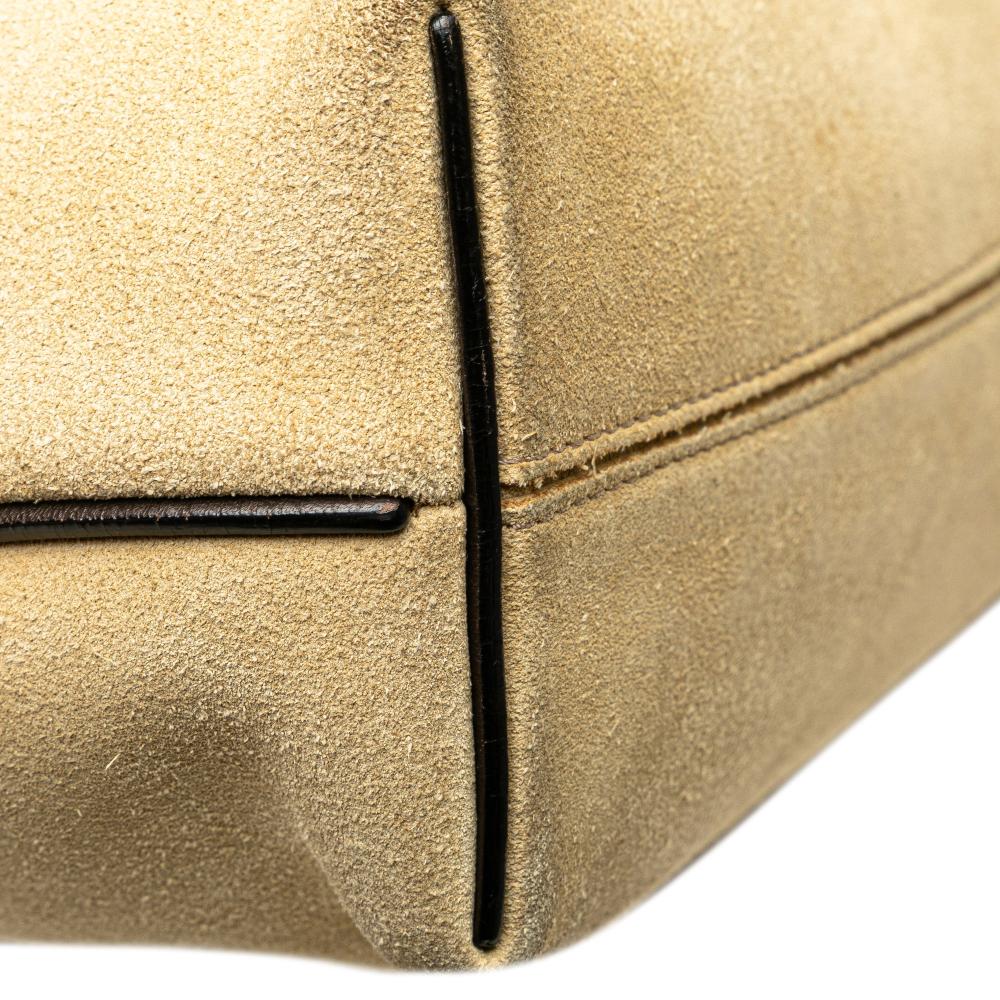 Loewe B LOEWE Brown Beige Suede Leather Small Flamenco Knot Hobo Spain