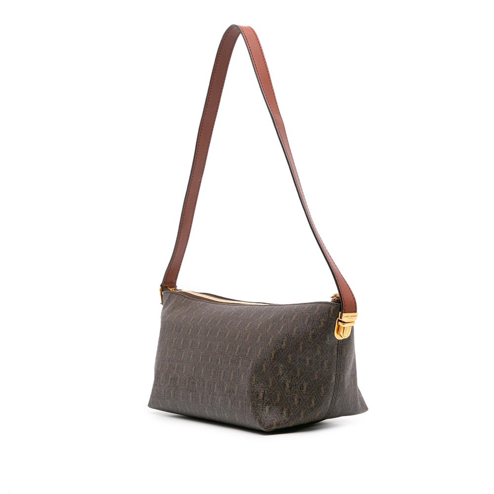 Saint Laurent B Saint Laurent Brown Dark Brown Coated Canvas Fabric Le Monogramme Shoulder Bag Italy