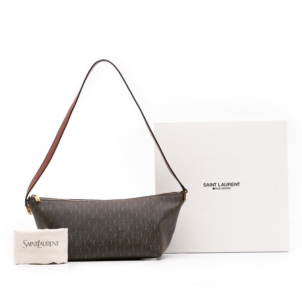 Saint Laurent B Saint Laurent Brown Dark Brown Coated Canvas Fabric Le Monogramme Shoulder Bag Italy