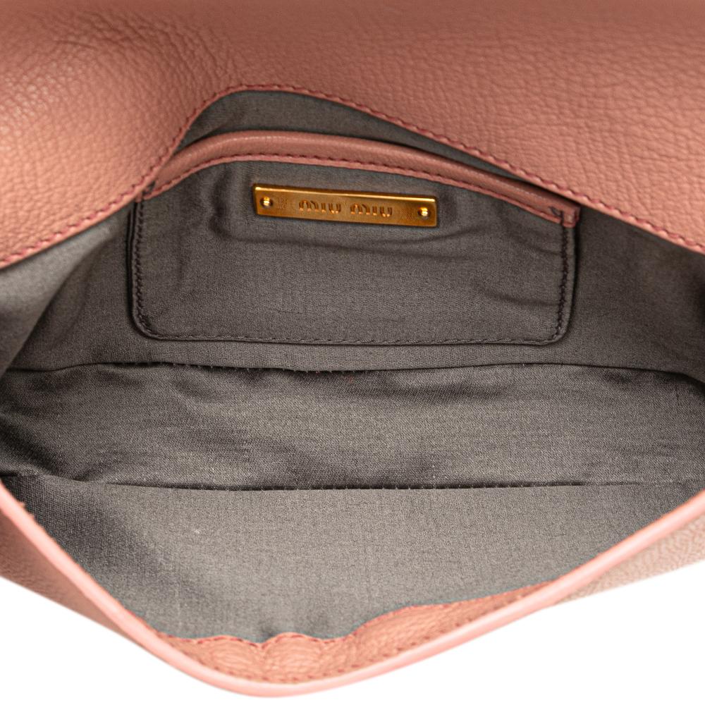 Miu Miu B Miu Miu Pink Goatskin Leather Madras Crystal Studded Clutch Turkey