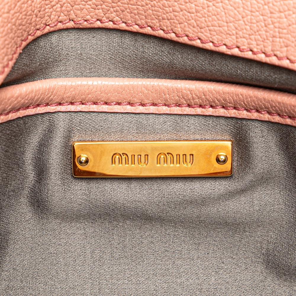 Miu Miu B Miu Miu Pink Goatskin Leather Madras Crystal Studded Clutch Turkey