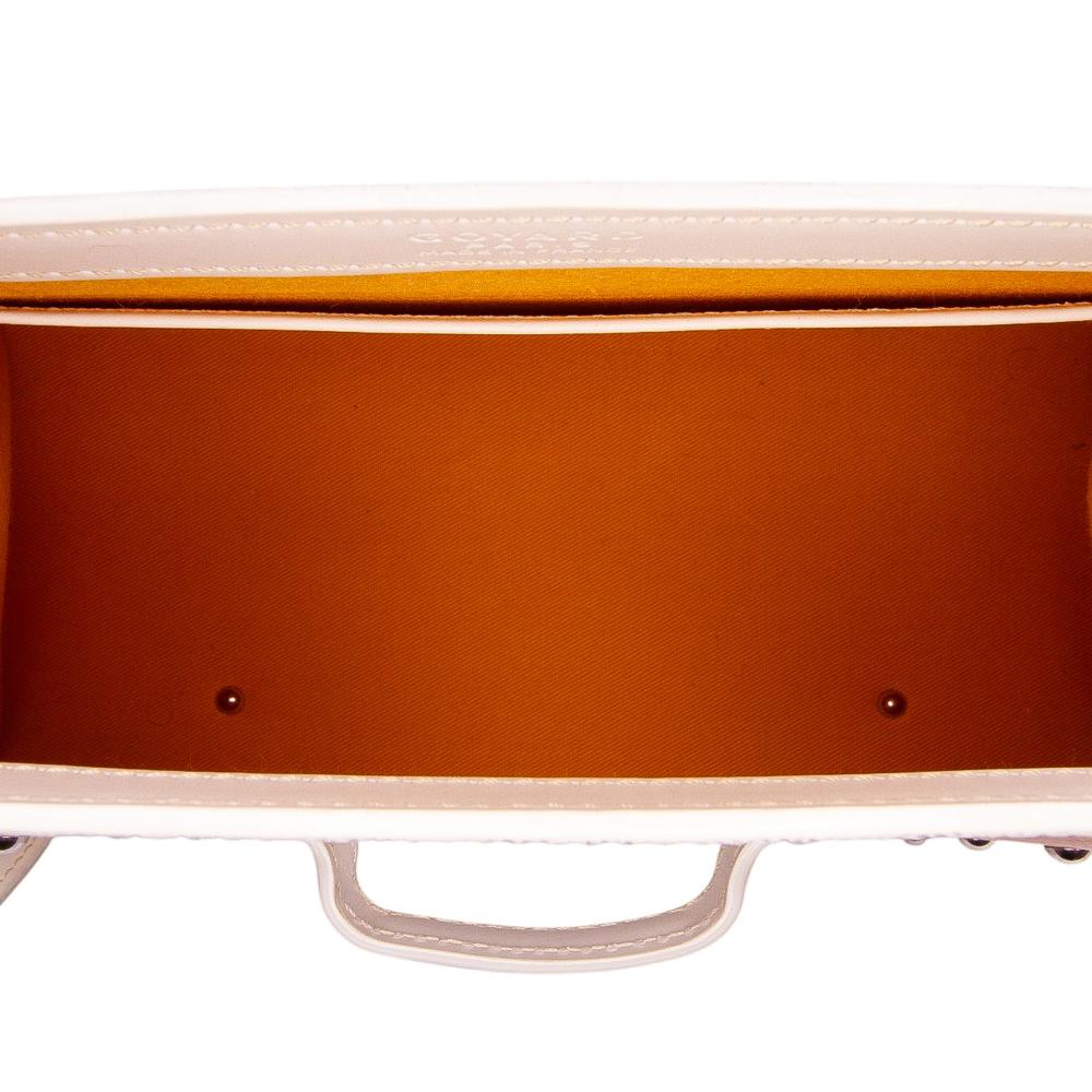 Goyard B Goyard White Coated Canvas Fabric Goyardine Saigon Structured PM France