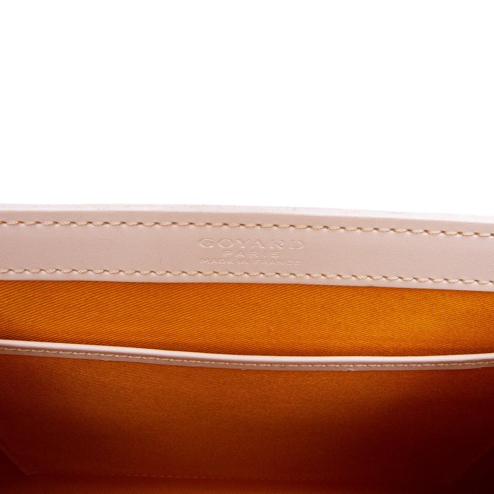 Goyard B Goyard White Coated Canvas Fabric Goyardine Saigon Structured PM France