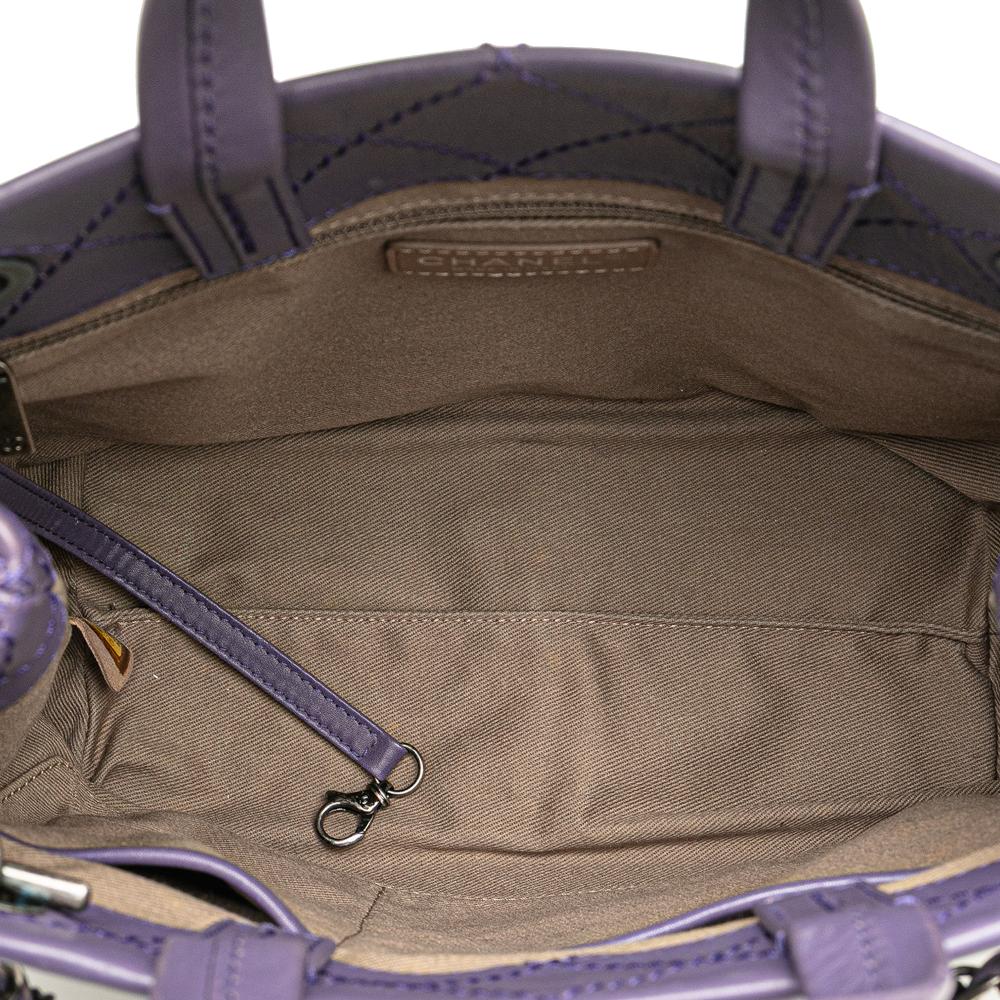 Chanel B Chanel Purple Calf Leather Small CC Quilted skin Pocket Tote Italy