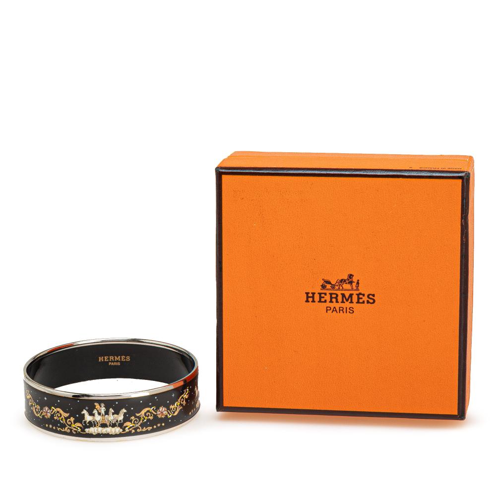 Hermès B Hermès Black Enamel Other Wide Cloisonne Bangle 65 Austria
