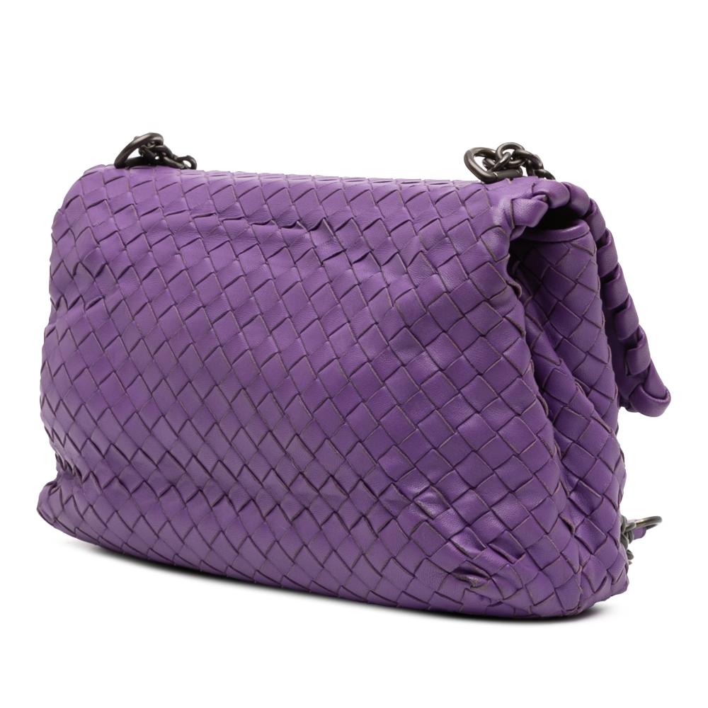 Bottega Veneta B Bottega Veneta Purple Nappa Leather Leather Small Nappa Intrecciato Olimpia Crossbody Italy