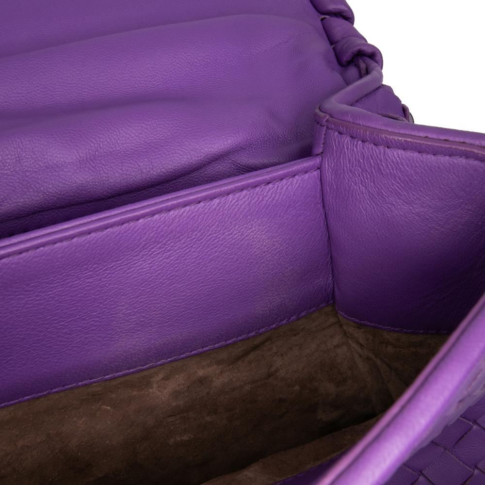 Bottega Veneta B Bottega Veneta Purple Nappa Leather Leather Small Nappa Intrecciato Olimpia Crossbody Italy