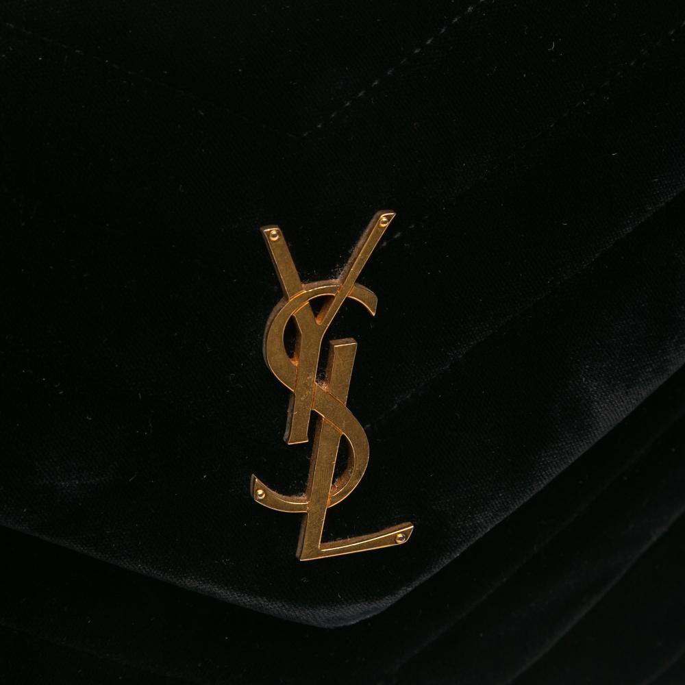 Saint Laurent B Saint Laurent Black Velvet Fabric Small Matelasse Monogram LouLou Crossbody Italy