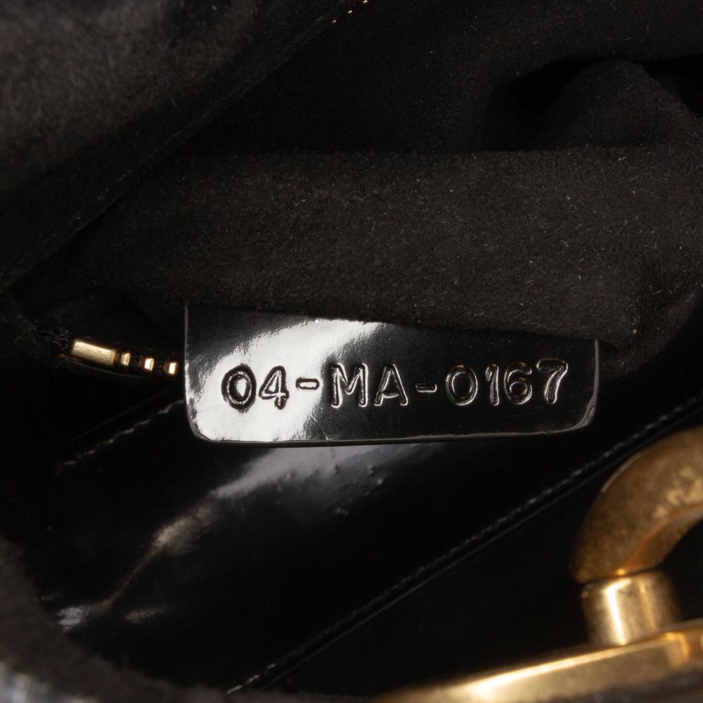 Christian Dior B Dior Black with Gold Patent Leather Leather Mini Patent Cannage Studded Supple Lady Dior Italy