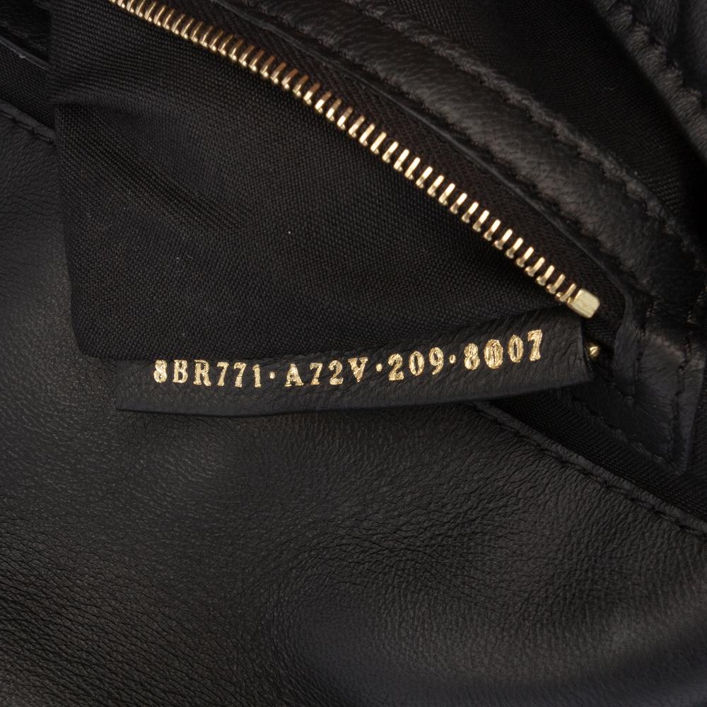 Fendi B Fendi Black Calf Leather Large Zucca Embossed Baguette Satchel Italy