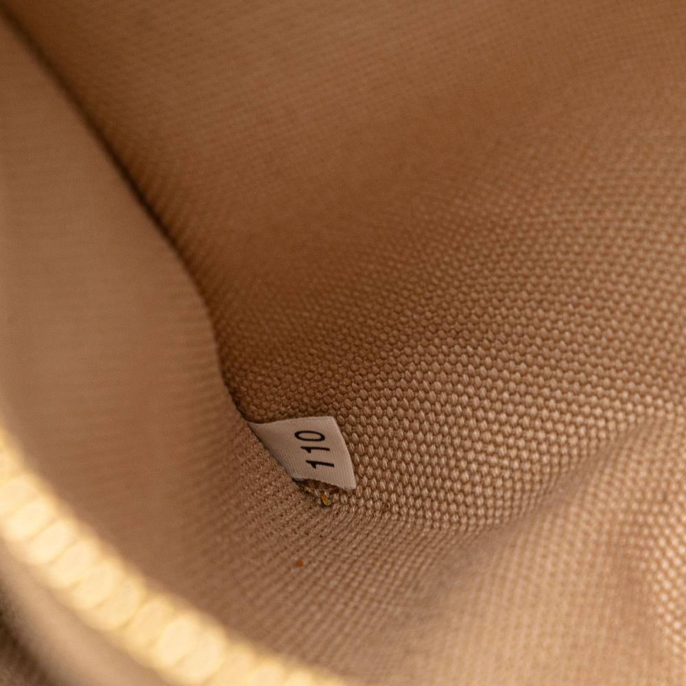 Prada AB Prada Brown Beige Canvas Fabric Canapa Studded Vernice Clutch Italy