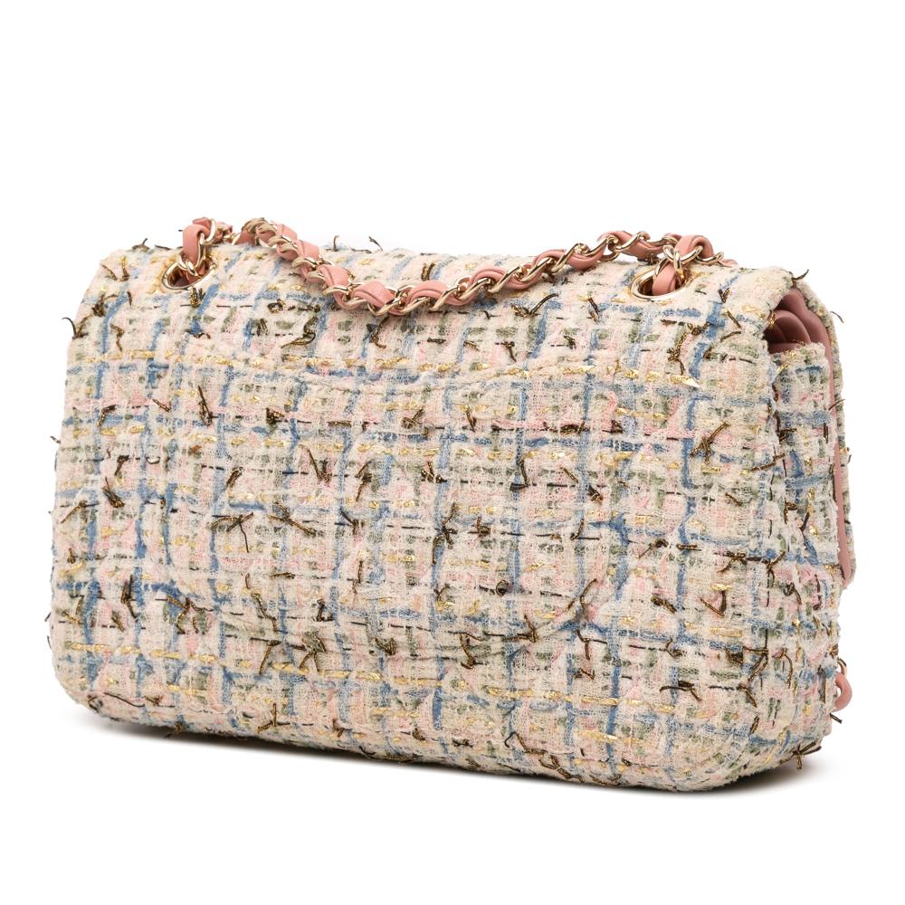 Chanel AB Chanel Pink Tweed Fabric Medium Classic Boucle Double Flap France