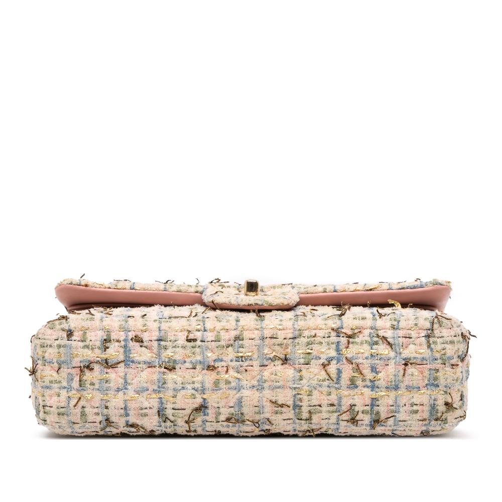 Chanel AB Chanel Pink Tweed Fabric Medium Classic Boucle Double Flap France