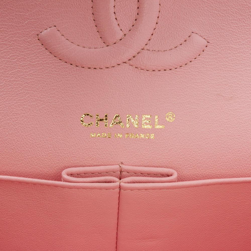 Chanel AB Chanel Pink Tweed Fabric Medium Classic Boucle Double Flap France