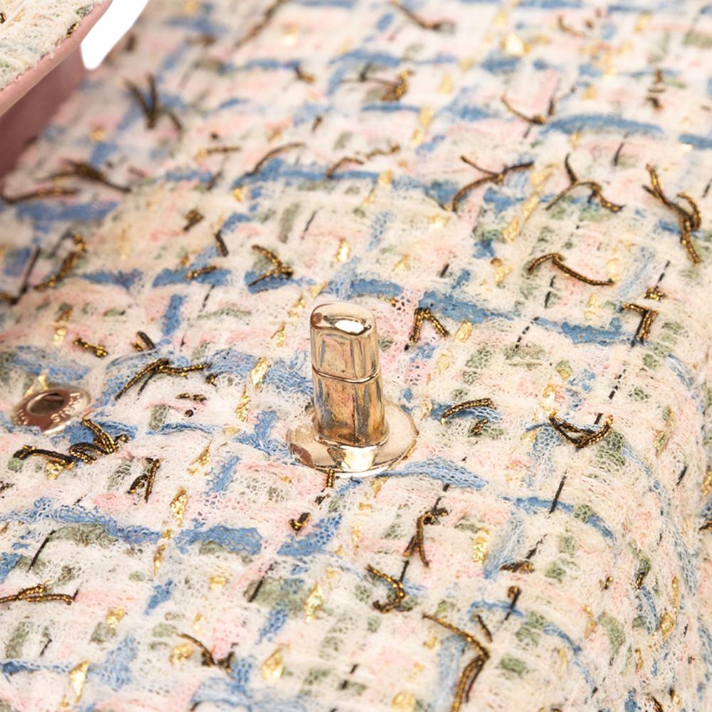 Chanel AB Chanel Pink Tweed Fabric Medium Classic Boucle Double Flap France