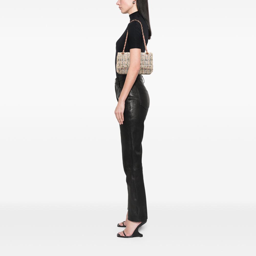 Chanel AB Chanel Pink Tweed Fabric Medium Classic Boucle Double Flap France