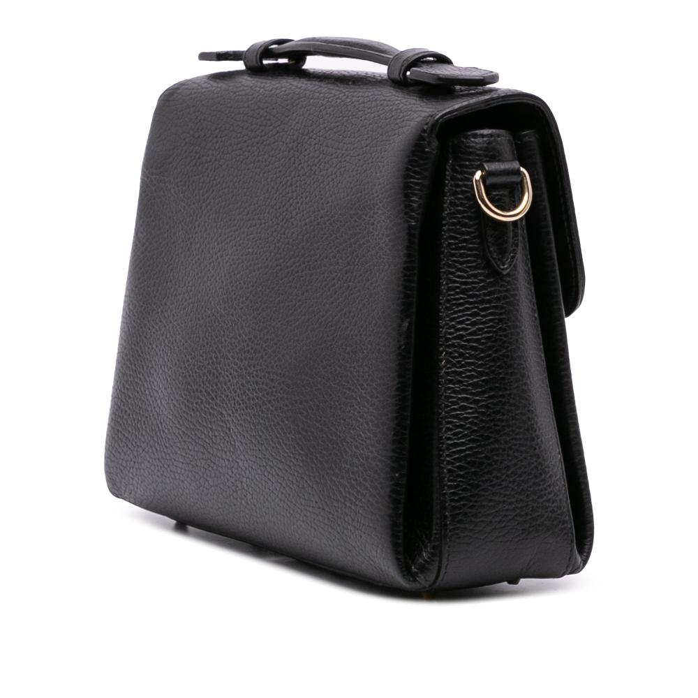 Gucci B Gucci Black Calf Leather Small Dollar Interlocking G Satchel Italy