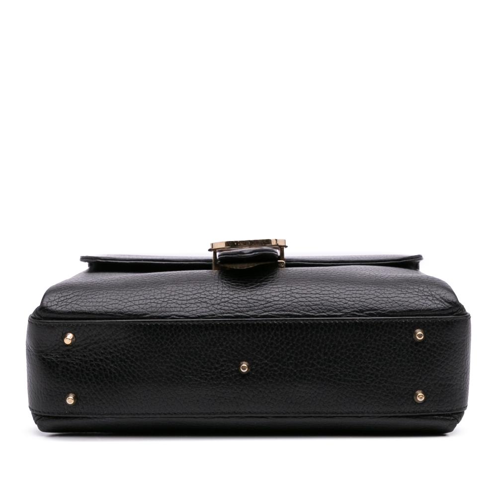 Gucci B Gucci Black Calf Leather Small Dollar Interlocking G Satchel Italy