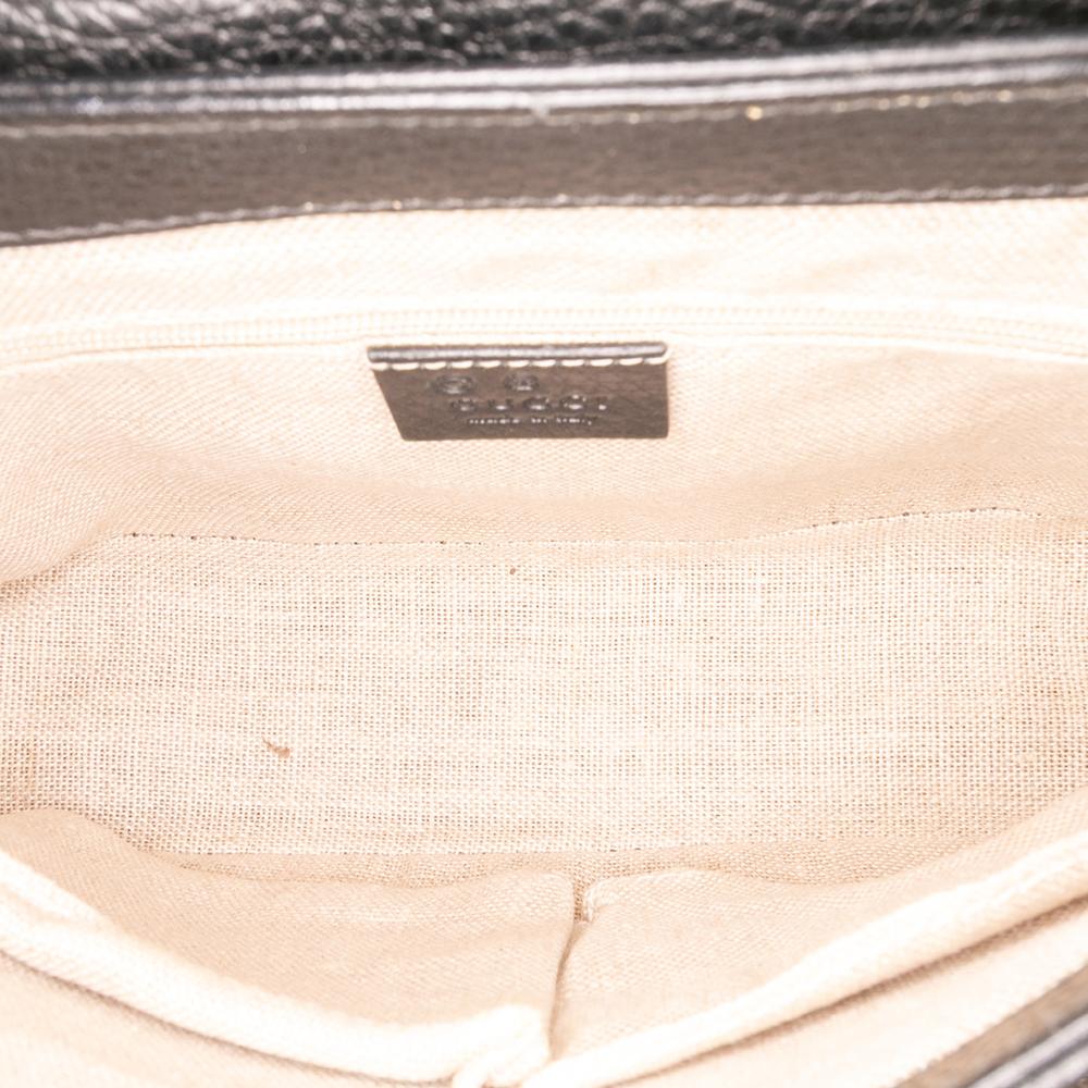 Gucci B Gucci Black Calf Leather Small Dollar Interlocking G Satchel Italy
