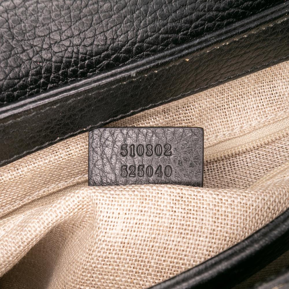 Gucci B Gucci Black Calf Leather Small Dollar Interlocking G Satchel Italy