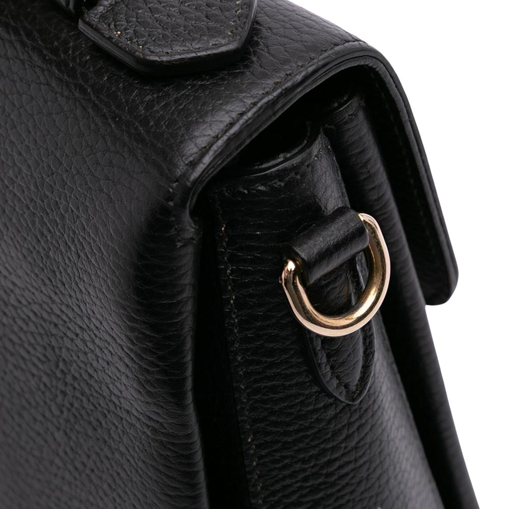 Gucci B Gucci Black Calf Leather Small Dollar Interlocking G Satchel Italy