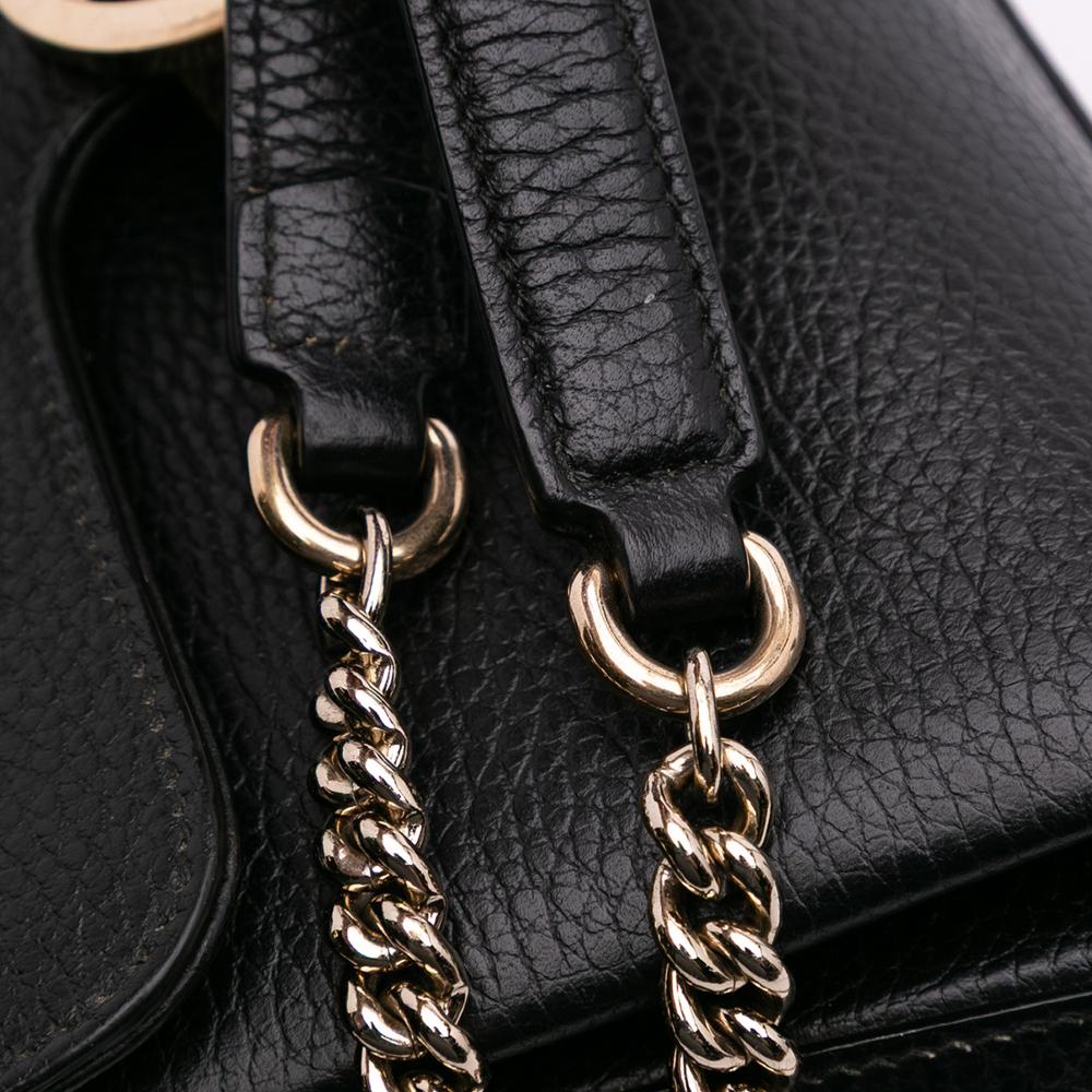 Gucci B Gucci Black Calf Leather Small Dollar Interlocking G Satchel Italy