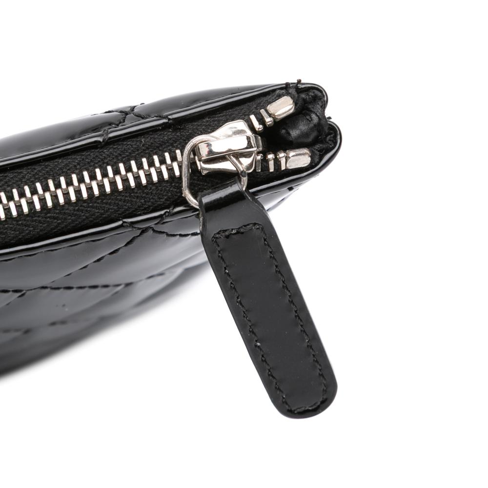 Chanel AB Chanel Black Patent Leather Leather Large Quilted Patent O Case Clutch Italy