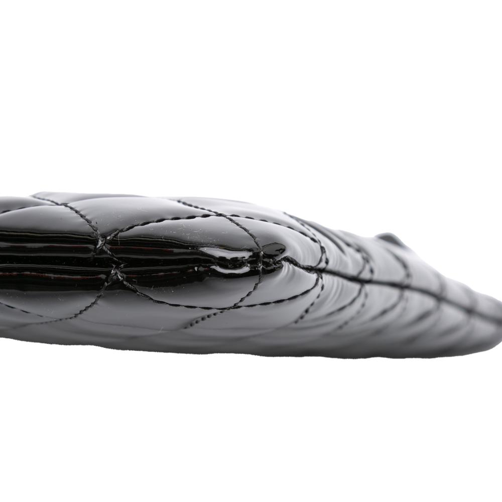 Chanel AB Chanel Black Patent Leather Leather Large Quilted Patent O Case Clutch Italy