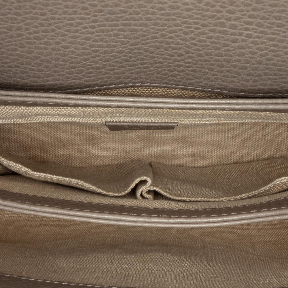 Gucci B Gucci Gray Calf Leather Small Dollar Interlocking G Satchel Italy