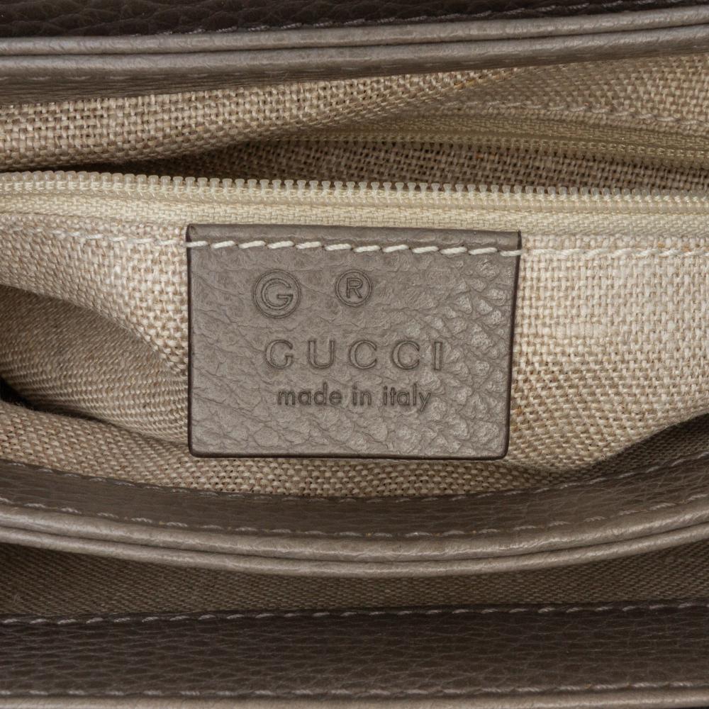 Gucci B Gucci Gray Calf Leather Small Dollar Interlocking G Satchel Italy