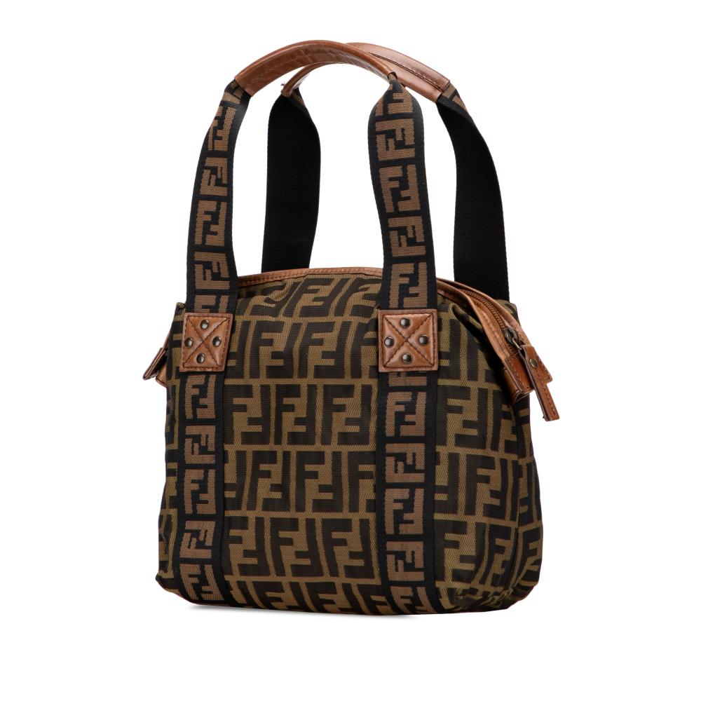 Fendi B Fendi Brown Canvas Fabric Zucca FF Handbag Italy