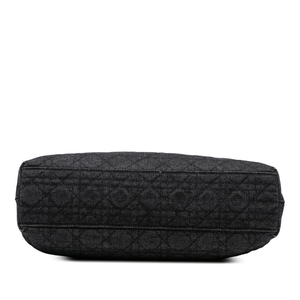 Christian Dior B Dior Black Denim Fabric Extra Large Cannage Lady Dior Italy