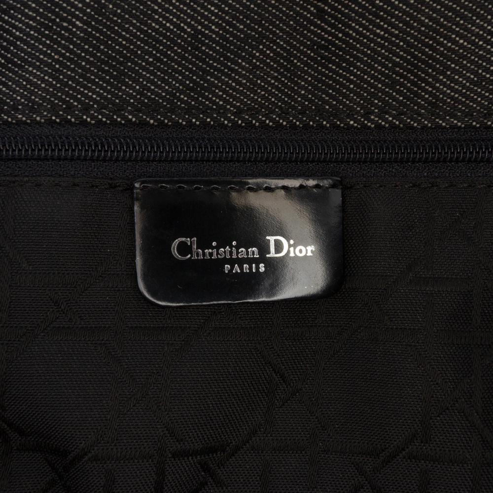 Christian Dior B Dior Black Denim Fabric Extra Large Cannage Lady Dior Italy