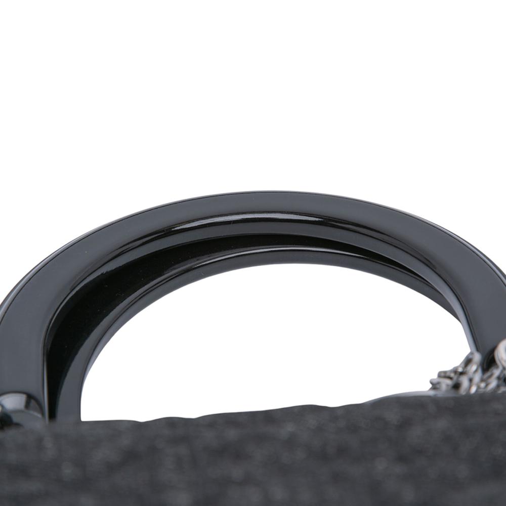 Christian Dior B Dior Black Denim Fabric Extra Large Cannage Lady Dior Italy