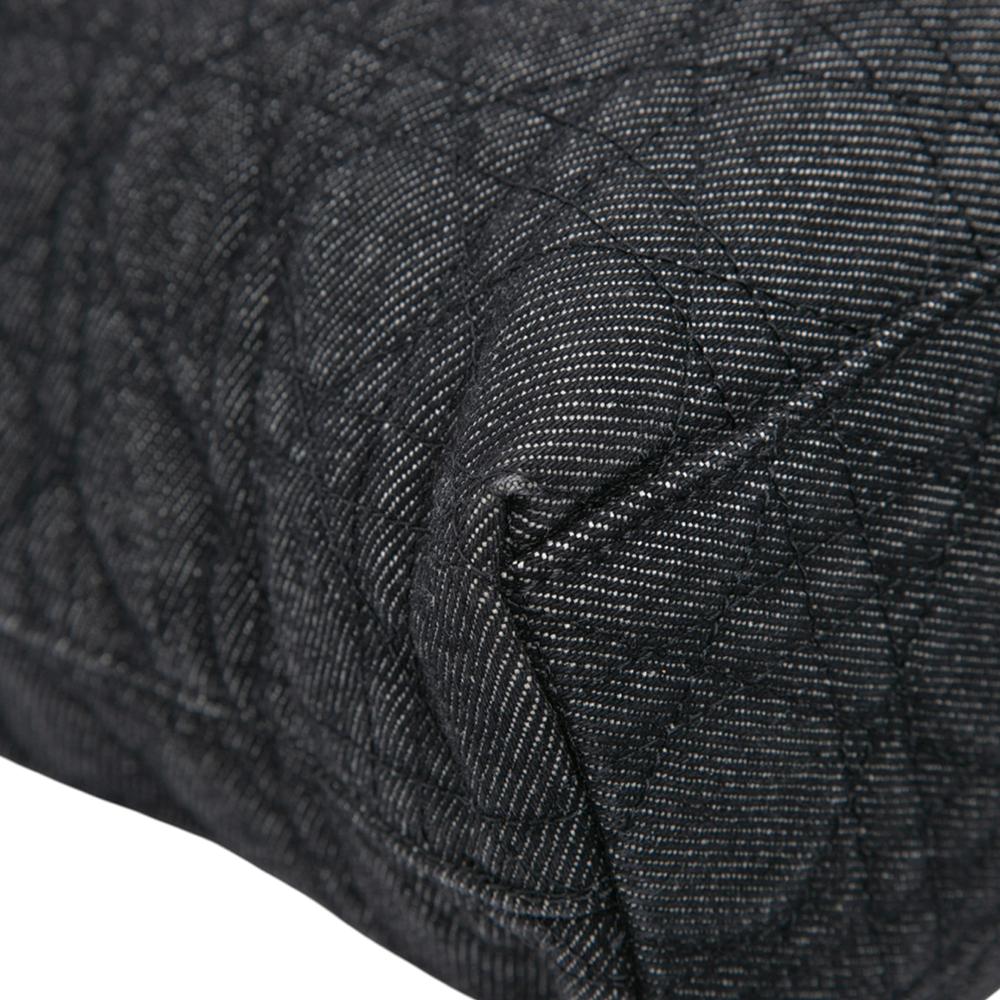 Christian Dior B Dior Black Denim Fabric Extra Large Cannage Lady Dior Italy