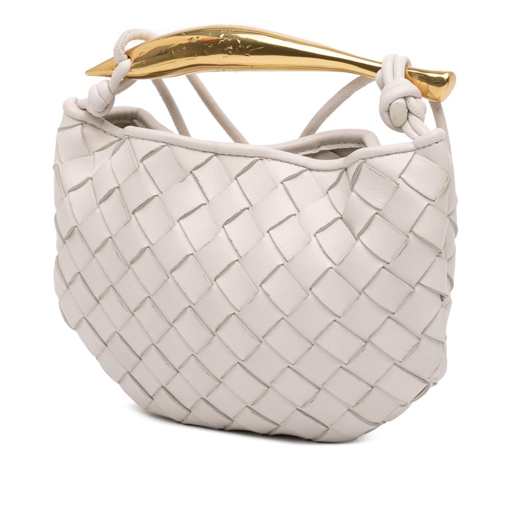 Bottega Veneta AB Bottega Veneta White Lambskin Leather Leather Baby Lambskin Intrecciato Sardine Italy