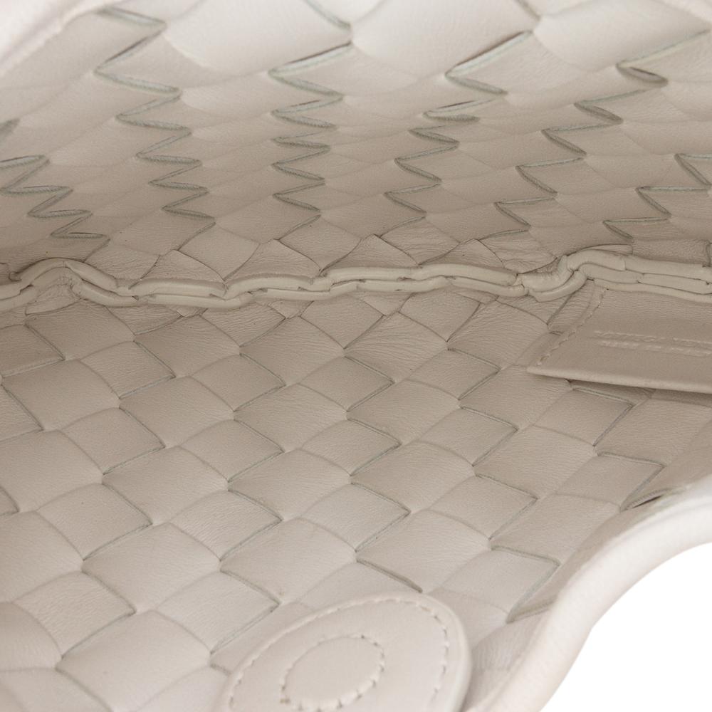 Bottega Veneta AB Bottega Veneta White Lambskin Leather Leather Baby Lambskin Intrecciato Sardine Italy