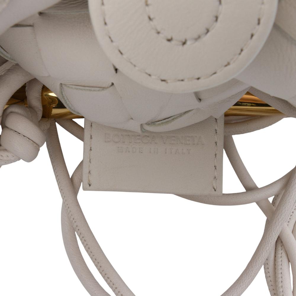 Bottega Veneta AB Bottega Veneta White Lambskin Leather Leather Baby Lambskin Intrecciato Sardine Italy