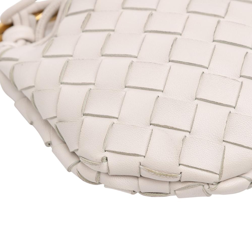 Bottega Veneta AB Bottega Veneta White Lambskin Leather Leather Baby Lambskin Intrecciato Sardine Italy