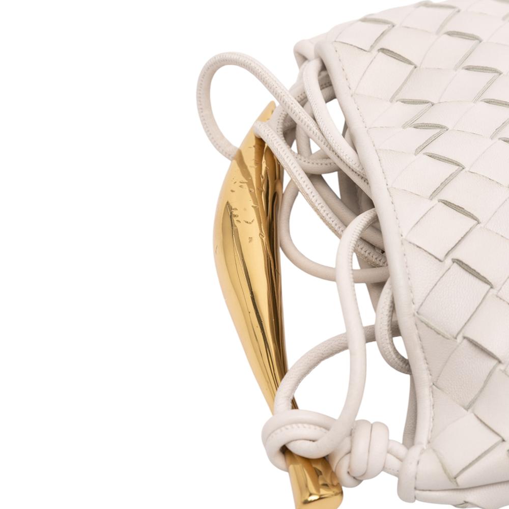 Bottega Veneta AB Bottega Veneta White Lambskin Leather Leather Baby Lambskin Intrecciato Sardine Italy