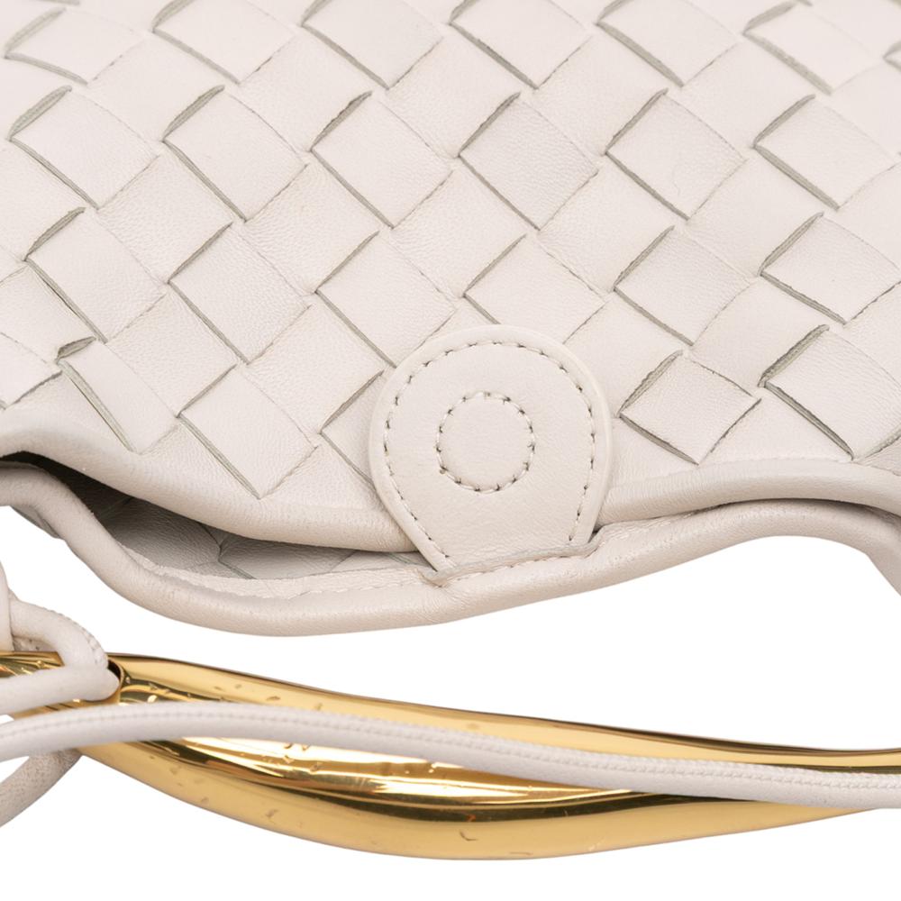 Bottega Veneta AB Bottega Veneta White Lambskin Leather Leather Baby Lambskin Intrecciato Sardine Italy