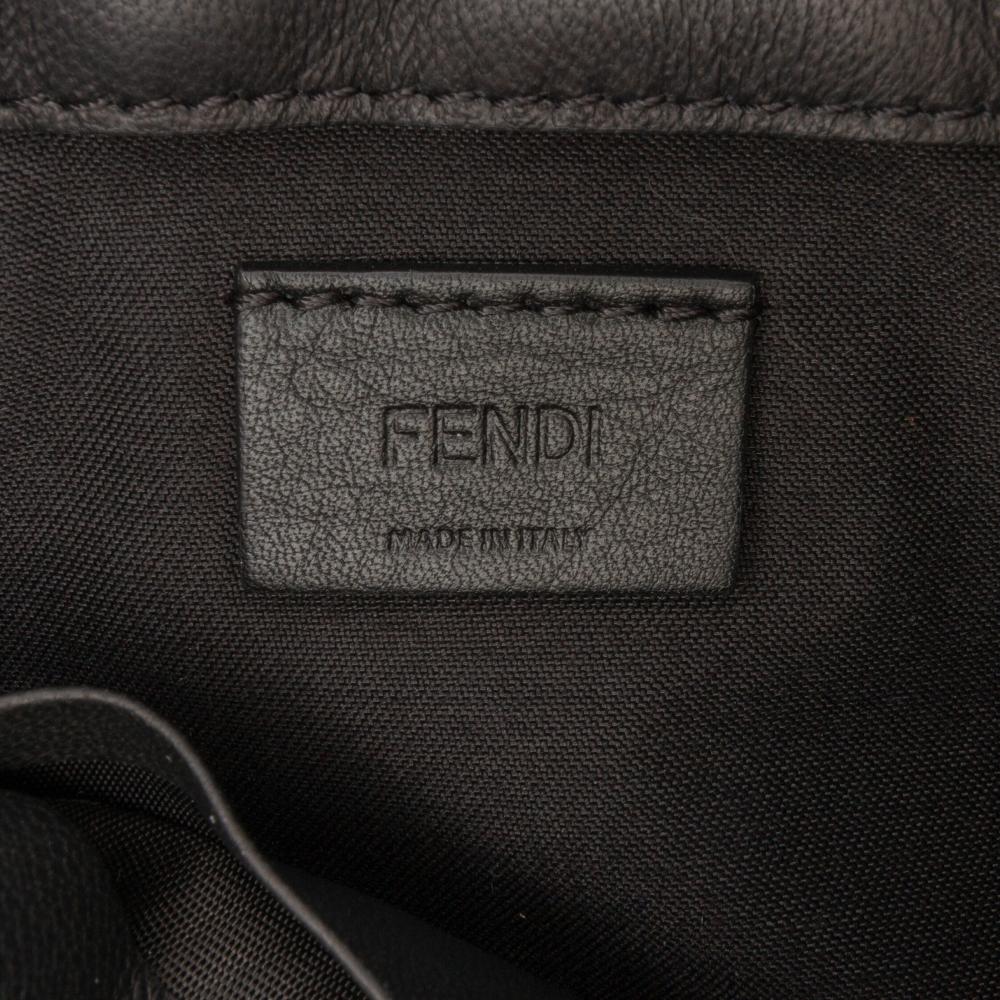 Fendi B Fendi Black Calf Leather Mini Zucca Embossed Baguette Satchel Italy