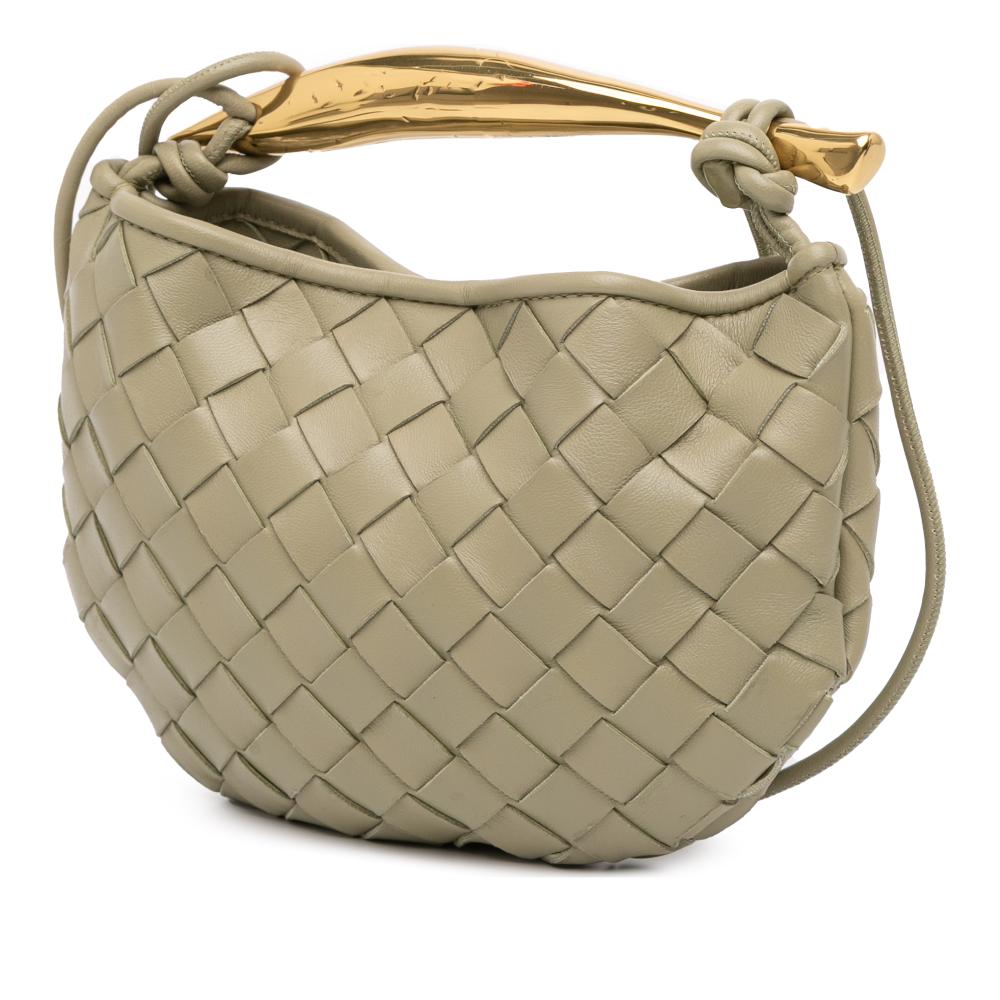 Bottega Veneta B Bottega Veneta Brown Taupe Lambskin Leather Leather Baby Lambskin Intrecciato Sardine Italy
