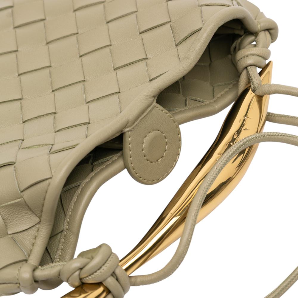 Bottega Veneta B Bottega Veneta Brown Taupe Lambskin Leather Leather Baby Lambskin Intrecciato Sardine Italy