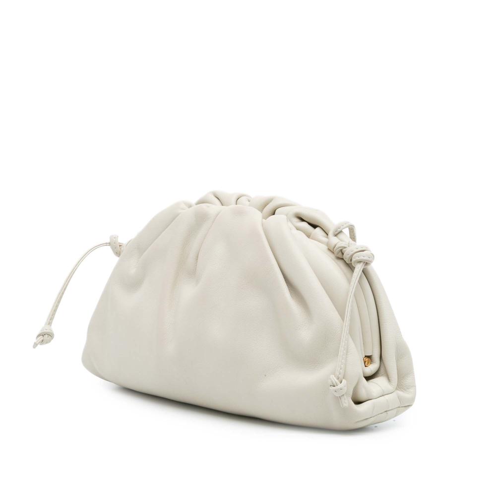 Bottega Veneta AB Bottega Veneta White Lambskin Leather Leather Lambskin The Mini Pouch Crossbody Italy