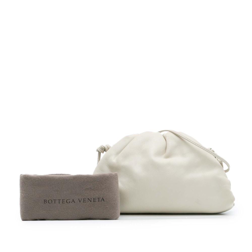 Bottega Veneta AB Bottega Veneta White Lambskin Leather Leather Lambskin The Mini Pouch Crossbody Italy