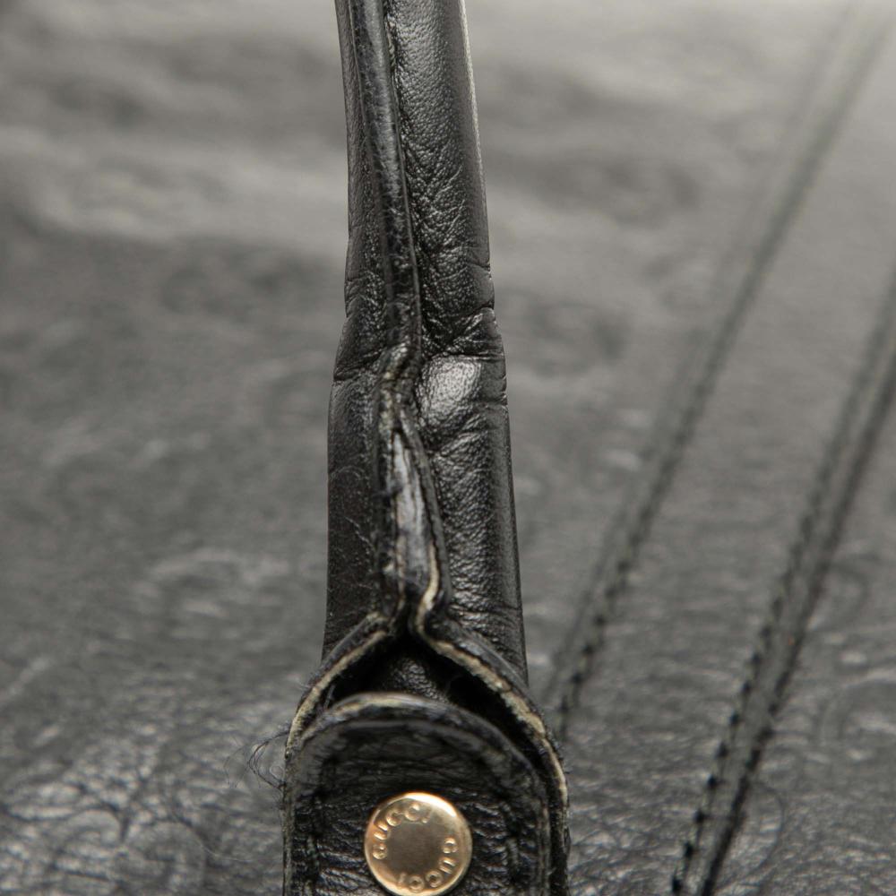 Gucci B Gucci Black Calf Leather Guccissima Business Bag Italy