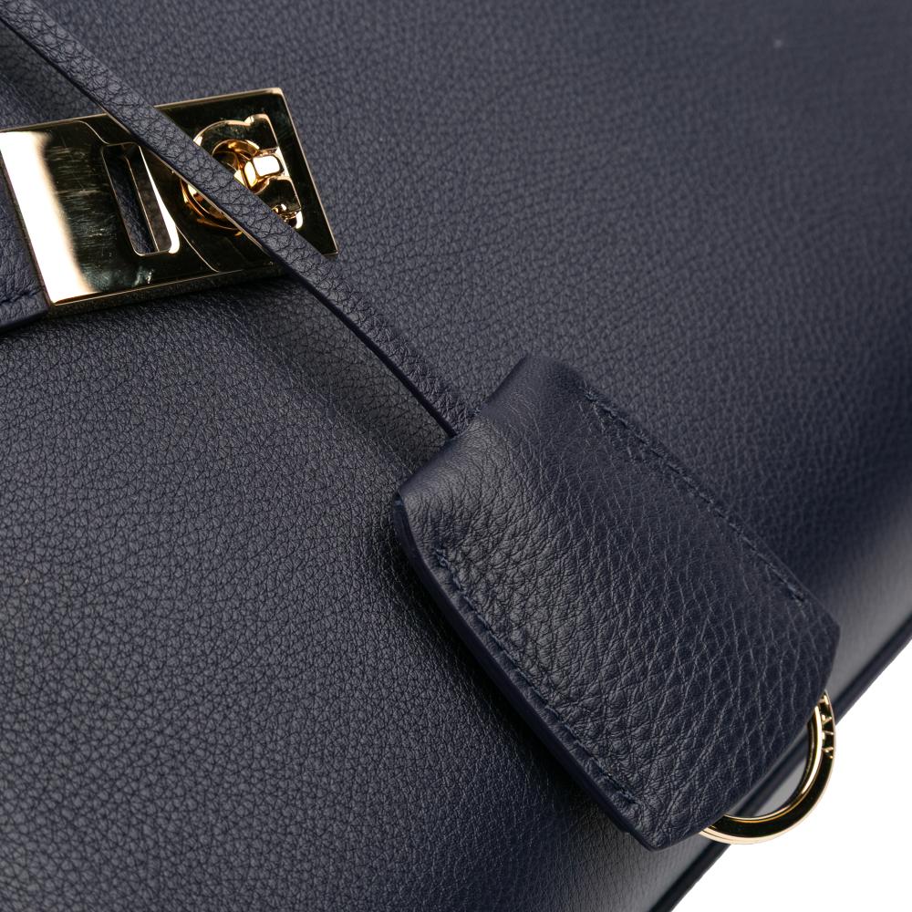 Ferragamo AB Ferragamo Black Calf Leather Small Hug Satchel Italy