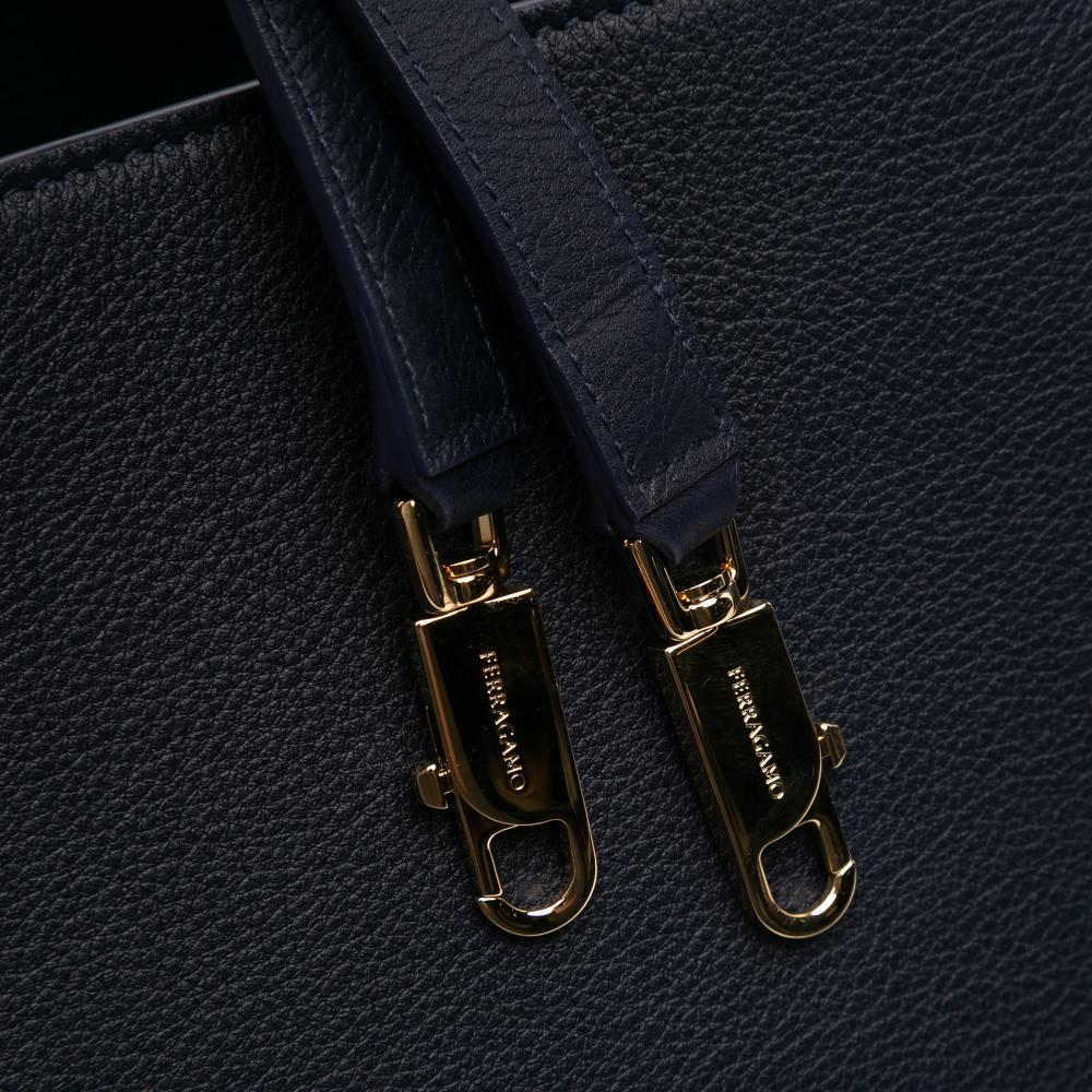 Ferragamo AB Ferragamo Black Calf Leather Small Hug Satchel Italy